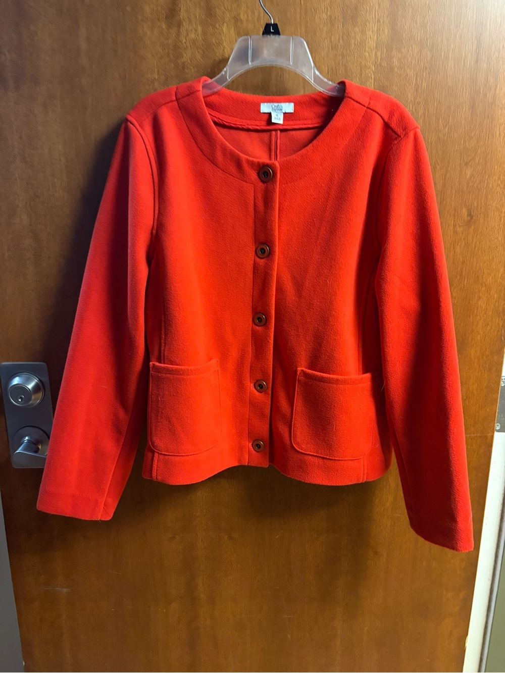 croft & barrow Red Collarless Button Jacket